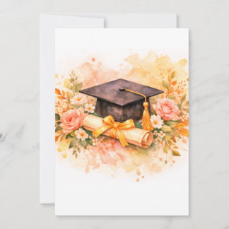 Elegant Graduation Cap with Floral Design Einladung