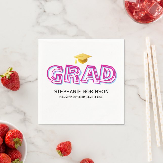Elegant Graduation Tassel White Napkins Serviette (Beispiel)