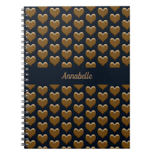 Élégant Grand Brossé Gold Hearts Journal