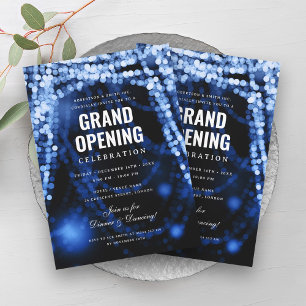 Elegant Grand Opening Business Navy Lights Einladung
