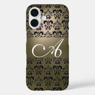 ELEGANT GRAU BLACK DAMASK MONOGRAMM iPhone 16 HÜLLE