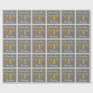 Elegant, grau, Imitate Gold 78. Geburtstag + Name Geschenkpapier