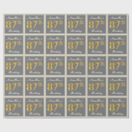 Elegant, grau, Imitate Gold 87. Geburtstag + Name Geschenkpapier