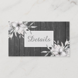 Elegant grau rustikal. Angaben zur Hochzeit Begleitkarte