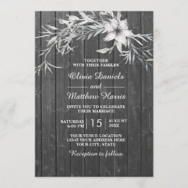 Elegant grau rustikal. Blumenholzhalle Einladung