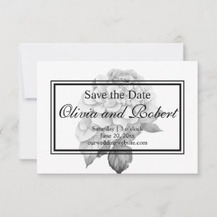 Elegant, grau, schwarz, Aquarellblüte Save The Date
