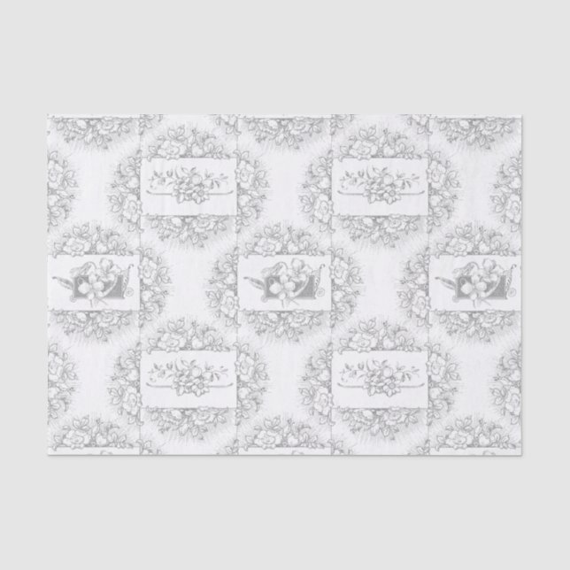 Elegant, grau und weiß graviert seidenpapier (Vorderseite)