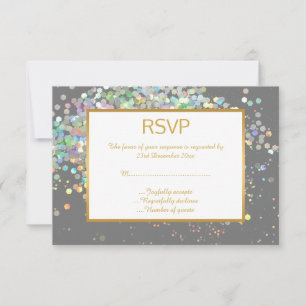 ELEGANT GRAU WHITE PASTEL HOLOGRAFIK CUSTOM UAWG RSVP KARTE