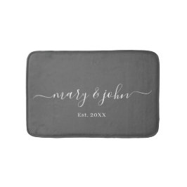 Elegant Graue Minimalistische Namen Script Chic Badematte