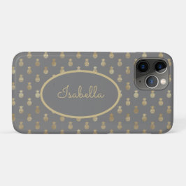 Elegant Graue und goldene Ananas Personalisiert Case-Mate iPhone Hülle
