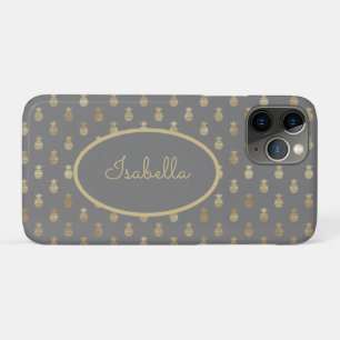 Elegant Graue und goldene Ananas Personalisiert Case-Mate iPhone Hülle