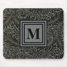 Elegant Gray and Black Monogrammed William Morris