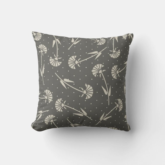 Elegant Gray and Pastel Floral Kissen (Vorderseite)