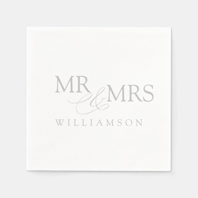 Elegant Gray and White Mr & Mrs. Name Napkins Serviette (Vorderseite)