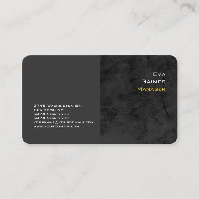 Elegant Gray Black Yellow Beruflich Modern Visitenkarte (Vorderseite)