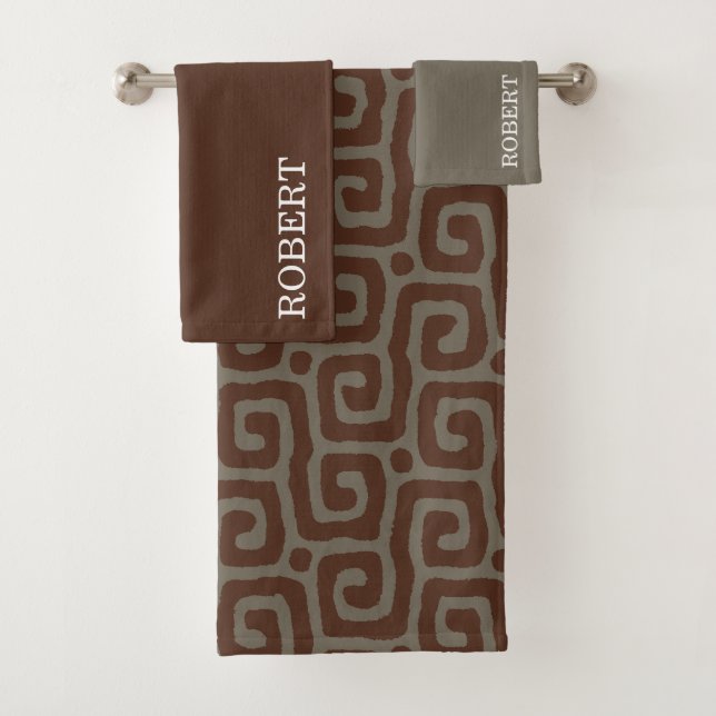 Elegant Gray &Brown Abstract Pattern Custom Name (En situation)