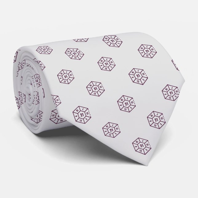 Elegant Gray Burgundy Number Dice Krawatte (Gerollt)