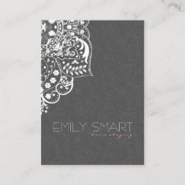 Elegant Gray Damasks White Vintag Lace Visitenkarte
