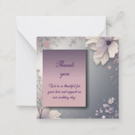 Elegant Gray Floral Thank You Card Mitteilungskarte
