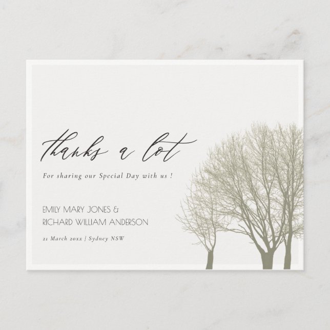 ELEGANT GRAY GOLD FALL AUTUMN TREIBEN DANK POSTKARTE (Vorderseite)