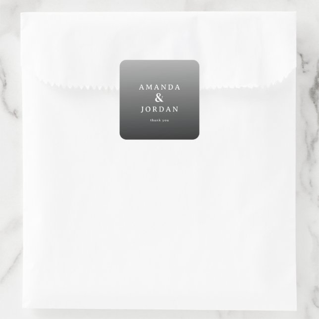 Elegant Gray Gratitude Quadratischer Aufkleber (Tasche)