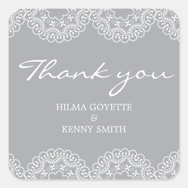 Elegant Gray Lace Return Danke Sticker (Vorderseite)