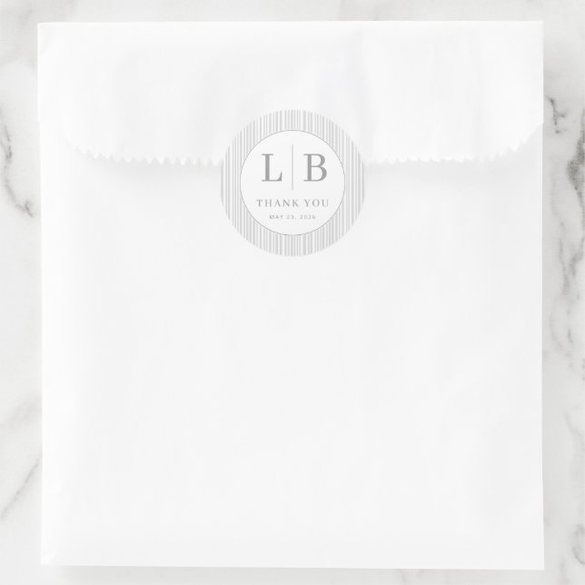 Elegant Gray Minimalist Thank You Runder Aufkleber (Tasche)