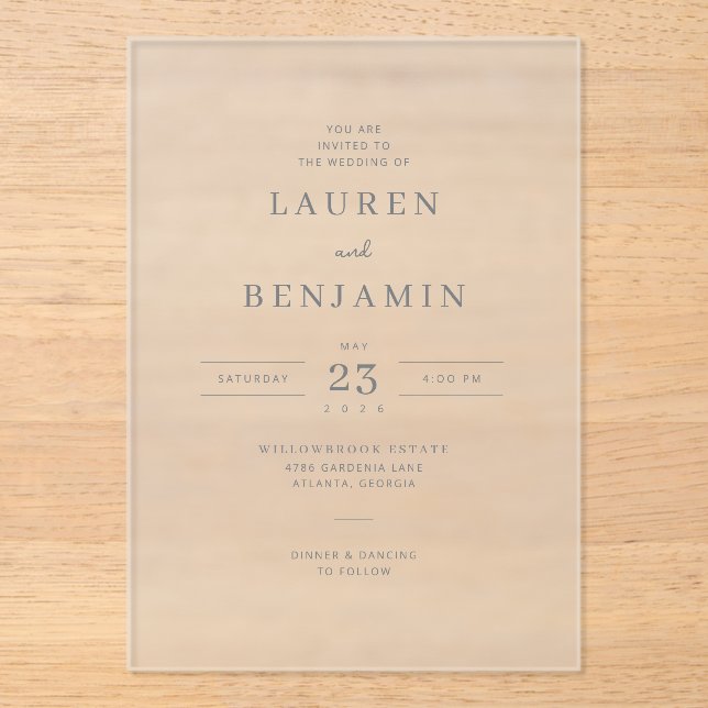 Elegant Gray Minimalist Wedding Invitation (Recto)