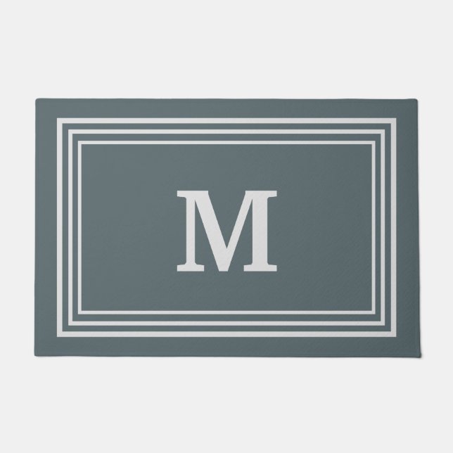 Elegant Gray Mit Monogramm Doormat Fußmatte (Vorderseite)