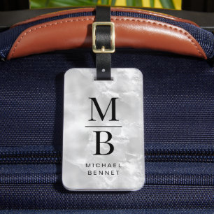 Elegant Gray Monogram Gepäckanhänger