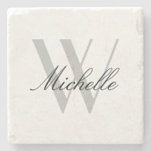 Elegant Gray Monogram Stylish Script Name