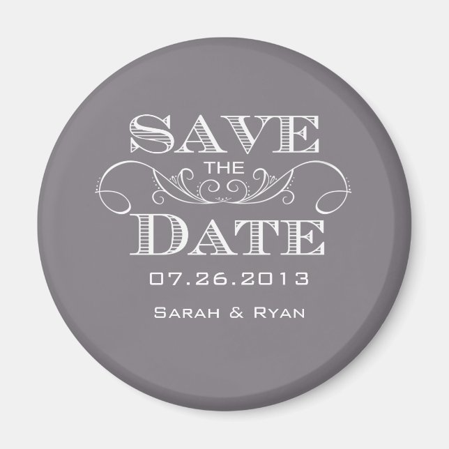 Elegant Gray Save the Date Magnet (Vorne)