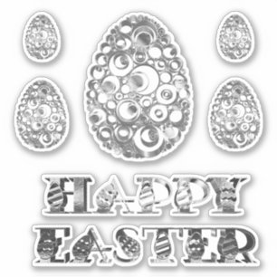 Elegant Gray Silver Look glückliche Ostereier Aufkleber