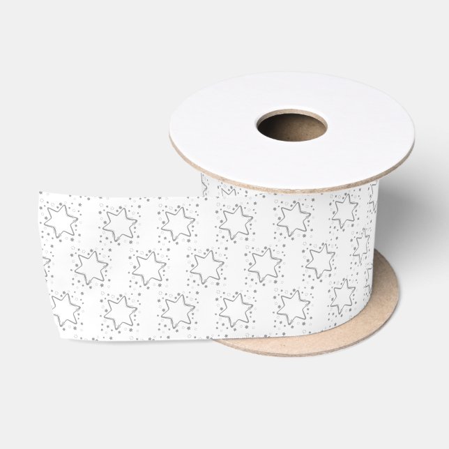 Elegant Gray Stary White Christmas Satin Ribbon Satinband (Spule)