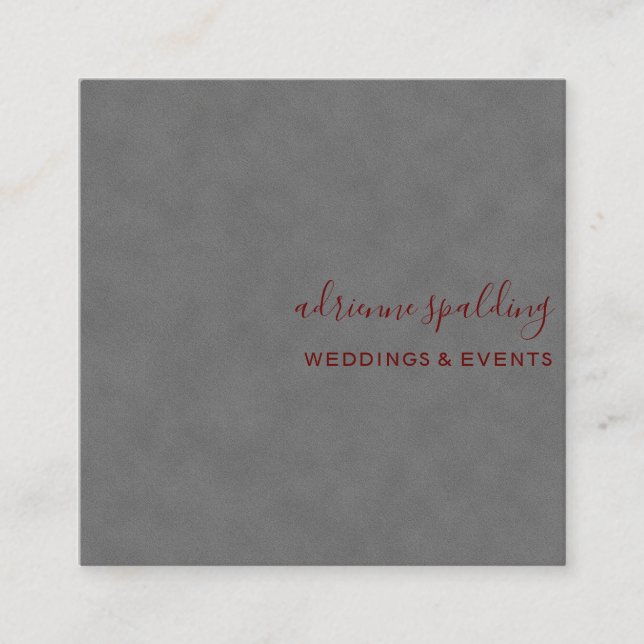 Elegant Gray Süede Leather Texture Beruflich Quadratische Visitenkarte (Vorderseite)