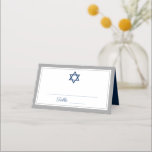 Elegant Gray und Navy Blue Bar Mitzvah Platzkarte<br><div class="desc">Elegante,  graue und blaue Bar Mitzvah-Platzkarte</div>