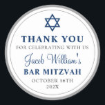 Elegant Gray und Navy Blue Bar Mitzvah Vielen Dank Runder Aufkleber<br><div class="desc">Elegant Gray und Navy Blue Bar Mitzvah Vielen Dank für den klassischen Round Sticker</div>