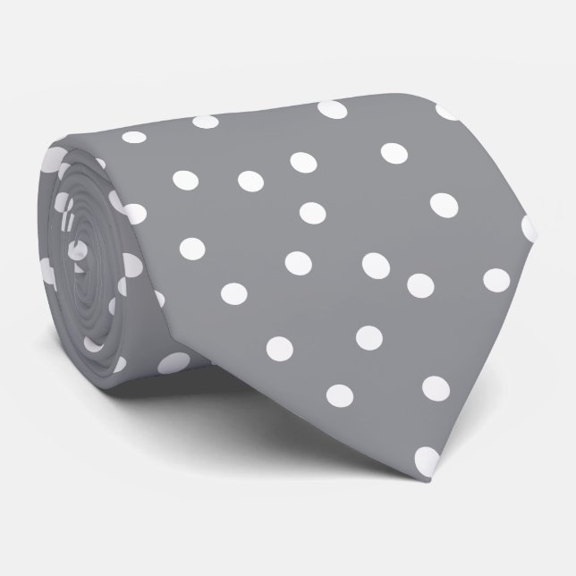 Elegant Gray White Dots Pattern Groom Gift   Krawatte (Gerollt)
