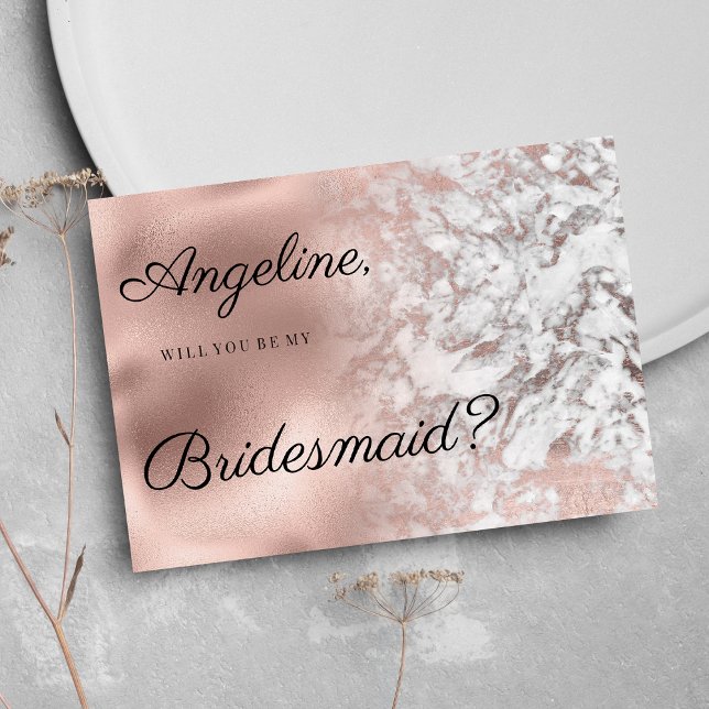 Elegant gray white rose gold marble Bridesmaid  Einladung (Elegant gray white rose gold marble Bridesmaid )