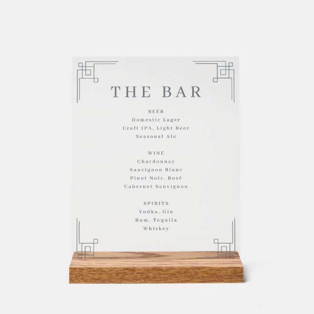 Elegant Grayscale Minimalist Bar Menu (Recto)