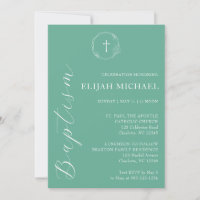 Elegant Gree White Taufe Kranken Einladung