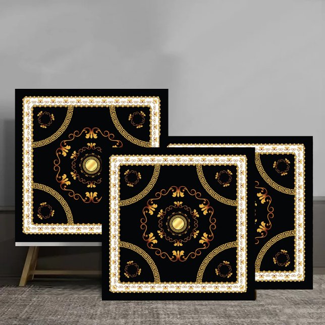 Elegant Greek Baroque Gold Frame Pattern luxury Fliese (Von Creator hochgeladen)