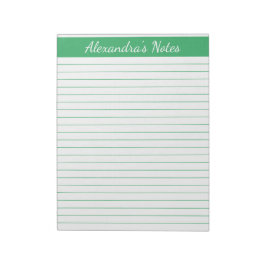 Elegant Green 8.5x11 Letter Size Personalisiert Notizblock