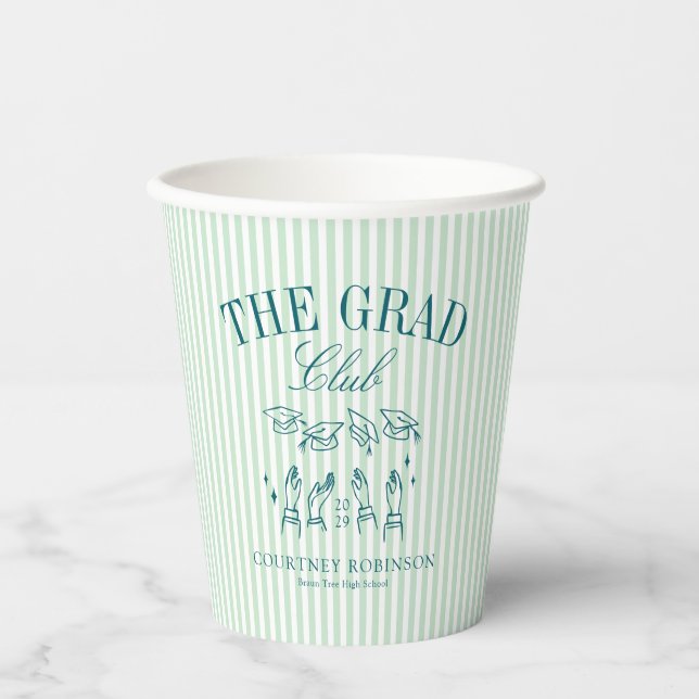 Elegant Green and Blue Grad Club Graduation Pappbecher (Vorderseite)