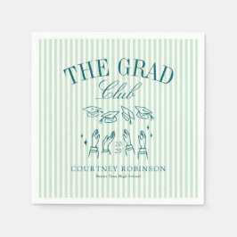 Elegant Green and Blue Grad Club Graduation Serviette