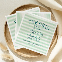 Elegant Green and Blue Grad Club Graduation Serviette
