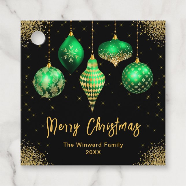 Elegant Green and Gold Ornament Christmas Geschenkanhänger (Vorderseite)