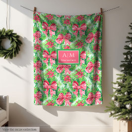 Elegant green and pink watercolor preppy blanket fleecedecke