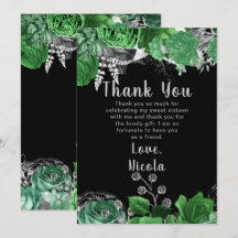 Elegant Green and Silver Flowers Sweet Sixteen 