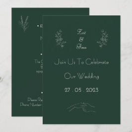 Elegant Green And White Floral Simple Invitation Einladung